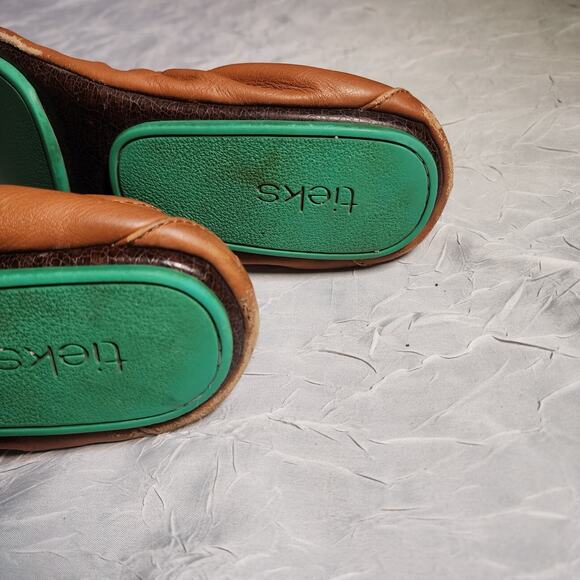 Tieks By Gavrieli Womens Size 9 Camel Leather Ballet Flats Teal Sole Balletcore - Picture 4 of 10